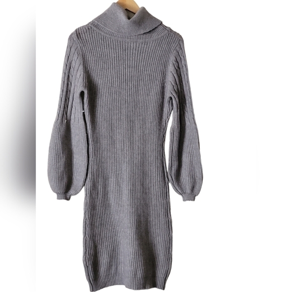 Nanette Lepore Cowl Neck Sweater Dress Gray Size M - Picture 6 of 14
